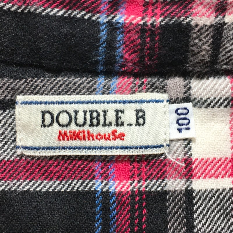 【00044】 DOUBLE.B ダブルビー 長袖シャツ サイズ100 ブラック コットン100% チェック柄 オシャレ カジュアル 肌触り良い キッズ