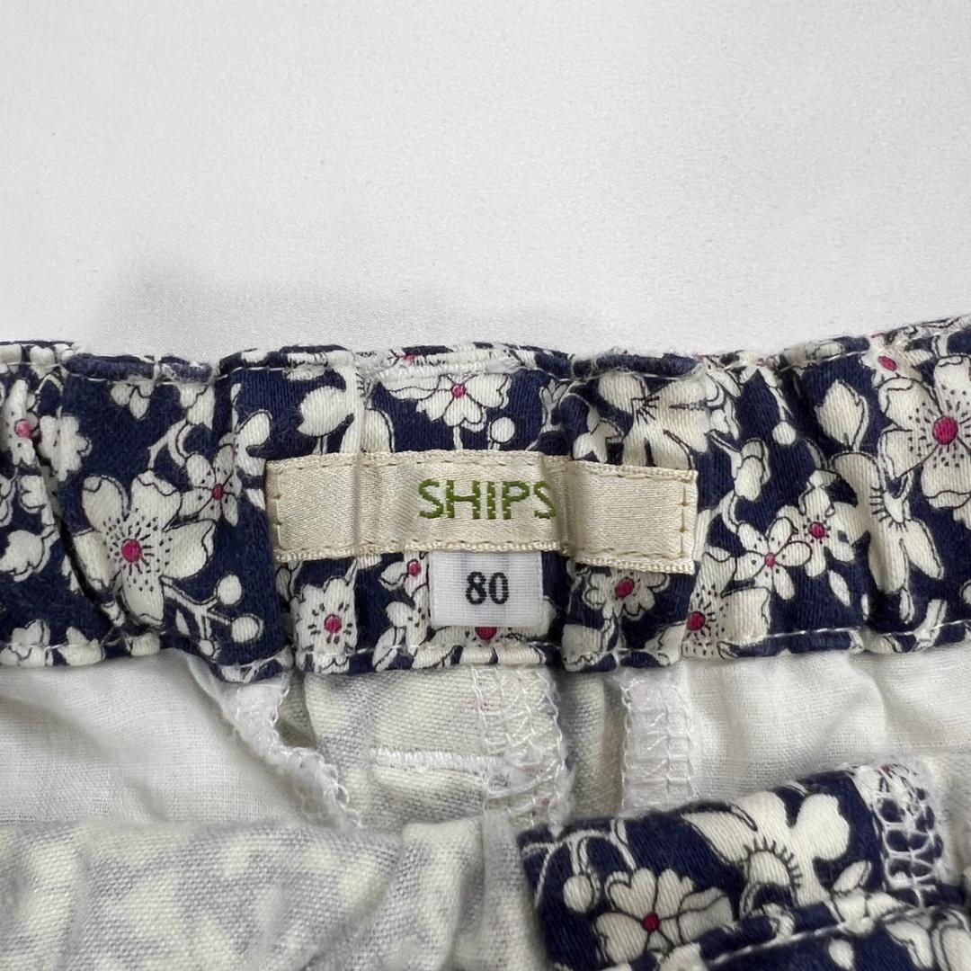 【00334】SHIPS シップス トップス パンツ 2枚組 上下 80 セット売り 花柄 Tシャツ 半ズボン おしゃれ お出かけ お得 通園 通学