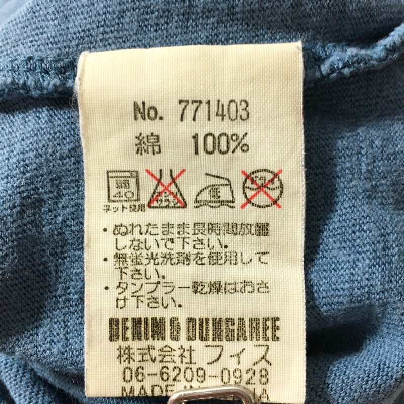 【0161】 DENIM DUNGAREE デニムダンガリー 半袖Tシャツ カットソー サイズ110 ブルーグレー 丸首 袖ワッペン付き コットン100% キッズ