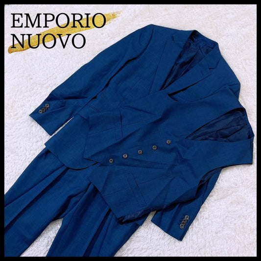 【01929】 EMPORIO NUOVO エンポリオ ヌオーヴォ スーツ 3点セットスーツ ジャケット ベスト パンツ シングルボタン ネイビー L相当