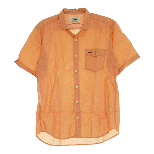 【07698】 CROCODILE クロコダイル トップス 半袖シャツ 半袖 シャツ Mサイズ オレンジ 柄 おしゃれ 柄シャツ カジュアル シンプル メンズ