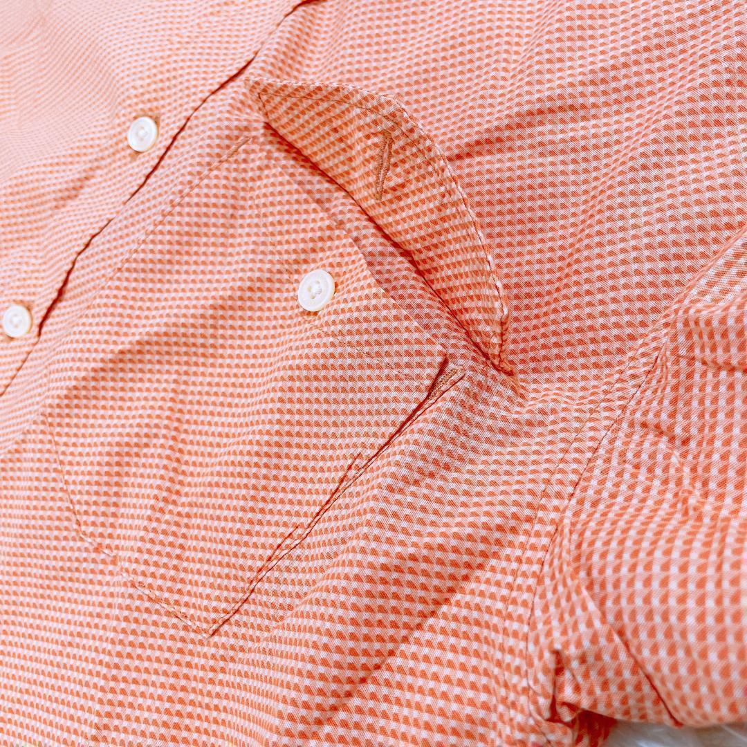 【07698】 CROCODILE クロコダイル トップス 半袖シャツ 半袖 シャツ Mサイズ オレンジ 柄 おしゃれ 柄シャツ カジュアル シンプル メンズ