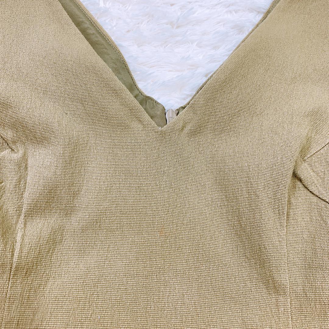 【08490】 売れ筋 MARINA BABINI テーラードジャケット 膝丈ノースリーブワンピース セット カーキ モスグリーン 44 42 M L アンサンブル