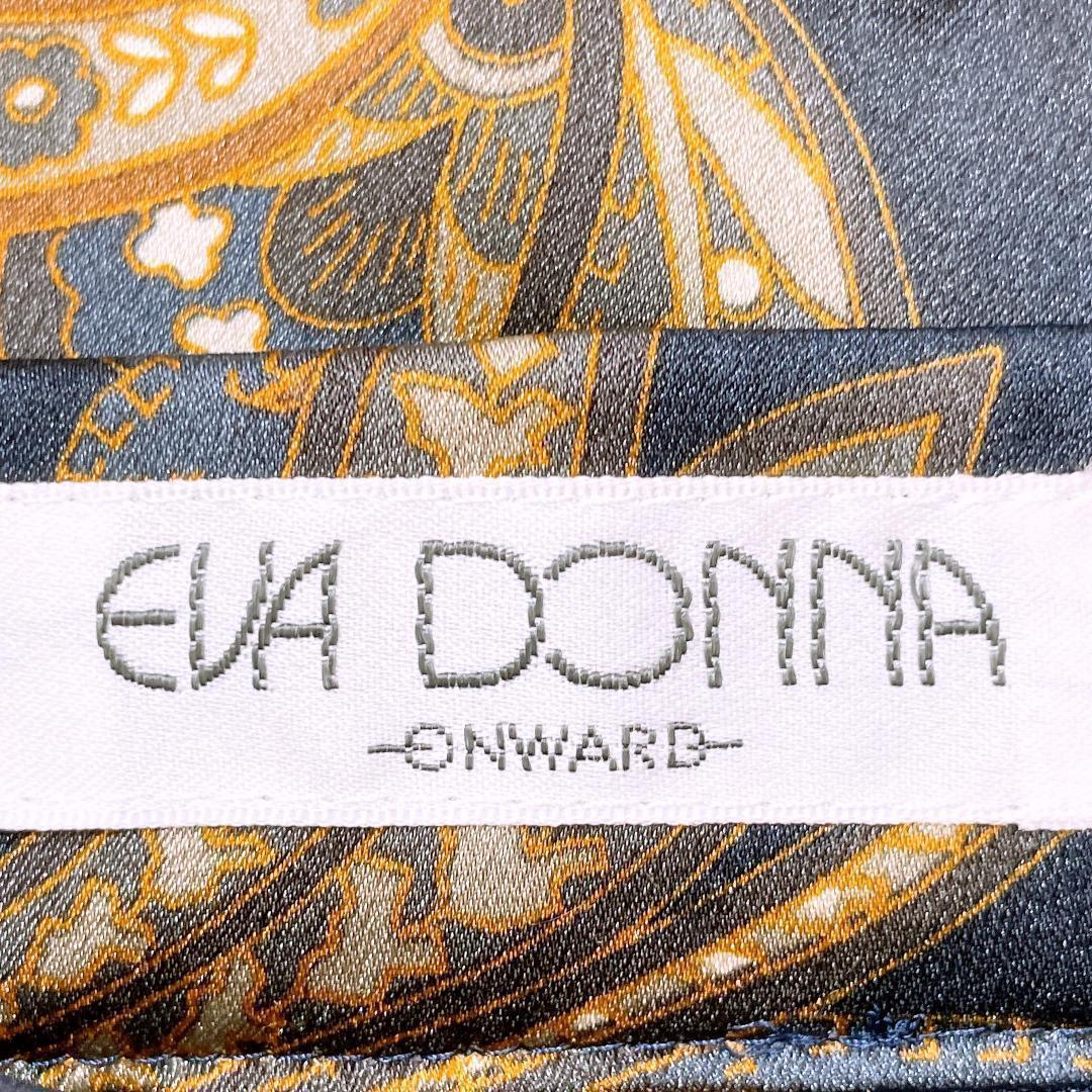 【09546】美品 EVA DONNA トップス スカート W57-60 ブラック 良品 エヴァドンナ 半袖 セットアップ タイトスカート レディース 総柄