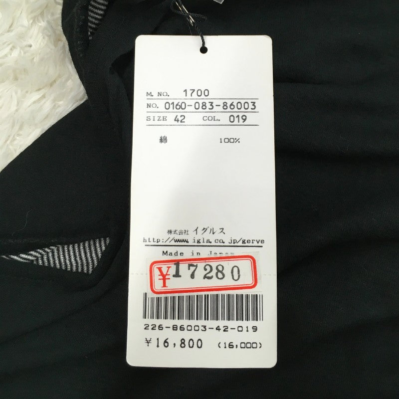 【10145】 新古品 GERVE ジョルベ ノースリーブシャツ サイズ42 / 約XL(LL) ブラック リバーシブル 可愛い レディース 定価16800円
