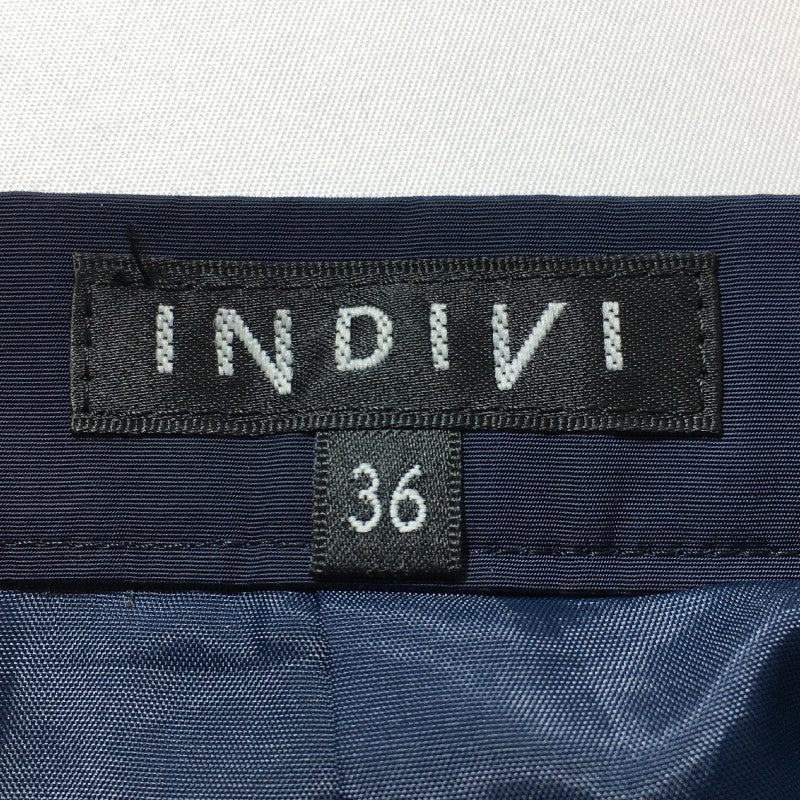 【12812】 INDIVI インディヴィ ひざ丈スカート サイズ36 / 約S ネイビー 無地 シンプル フェミニン オフィス レディース