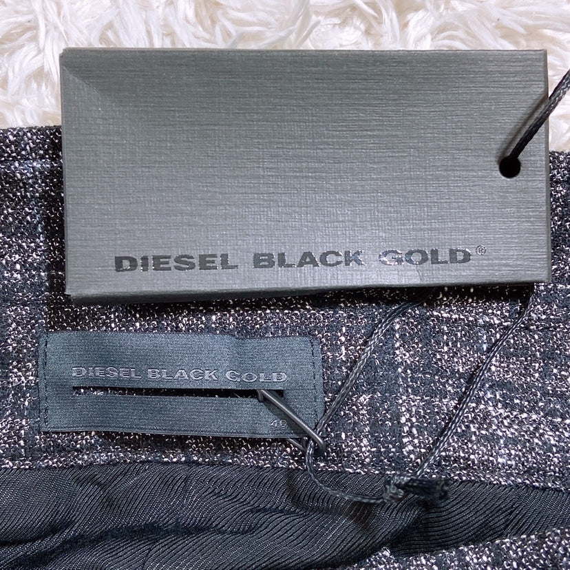 新古品 レディースL 40 DIESEL BLACK GOLD タイトスカート ブラック グレー タイトスカート 膝丈 チェック柄 ディーゼル 【13500】