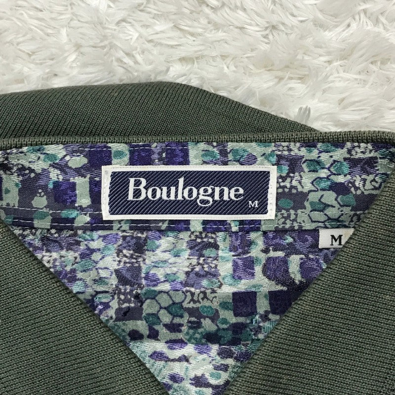 【13567】 新古品 Boulogne ブローニュー ポロシャツ カットソー サイズM グリーン ボタン 総柄 個性的 オシャレ レディース