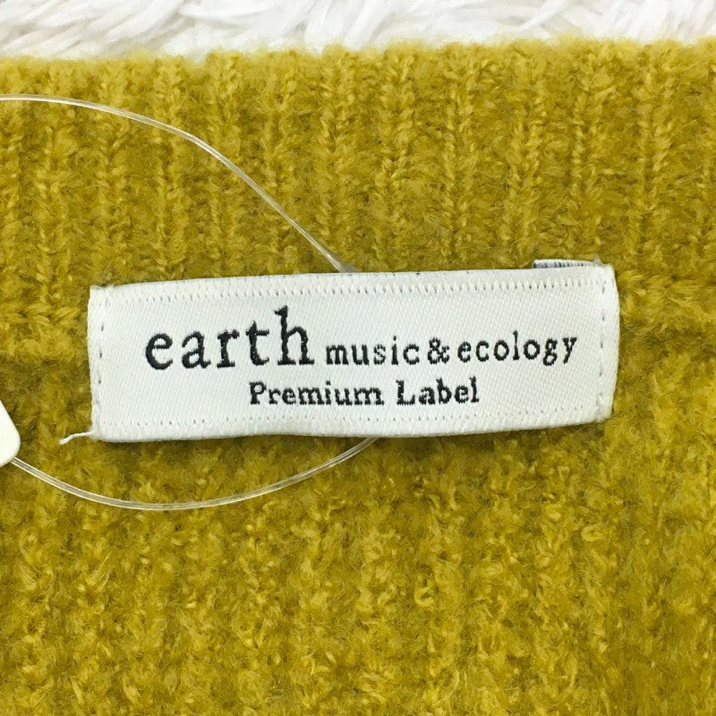 【14190】 新古品 earth music&ecology アースミュージックアンドエコロジー セーター サイズF イエロー Vネック レディース 定価3990円