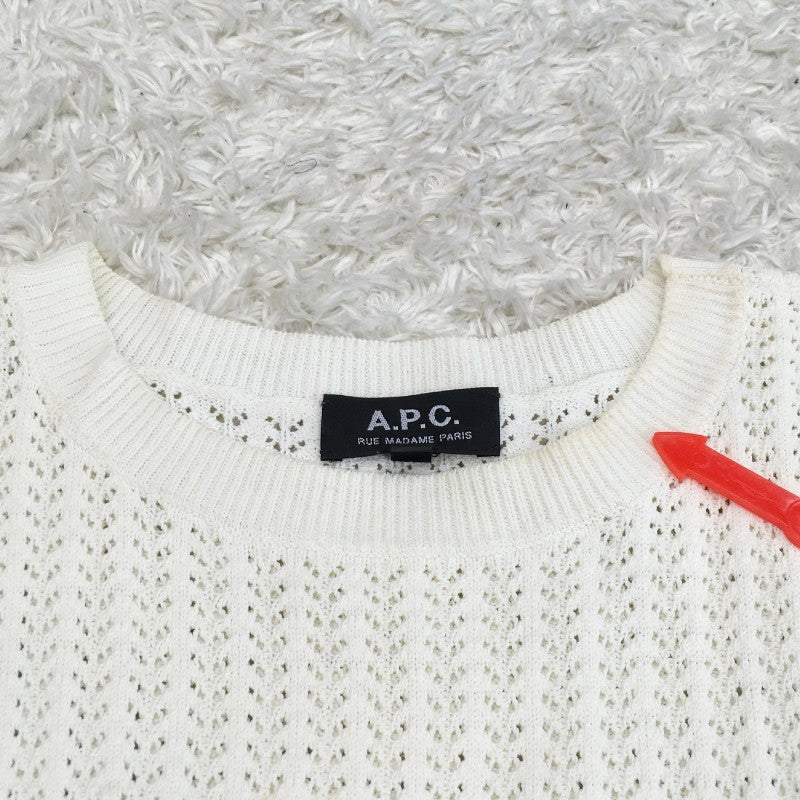 【14881】 A.P.C. アーペーセー トップス サイズXS(SS) ホワイト 丸首 薄手 通気性良い オシャレ 重ね着 着やすい 可愛い レディース