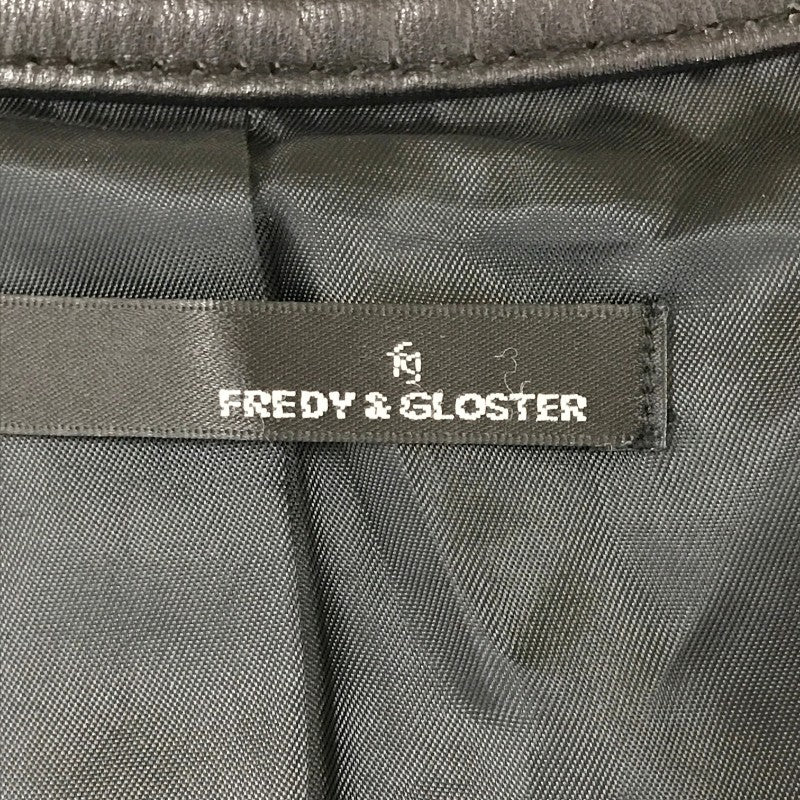 【15124】 FREDY&GLOSTER フレディアンドグロスター ブルゾン ジャンパー ブラック サイズS相当 ヤギ革 素材 カッコいい レディース