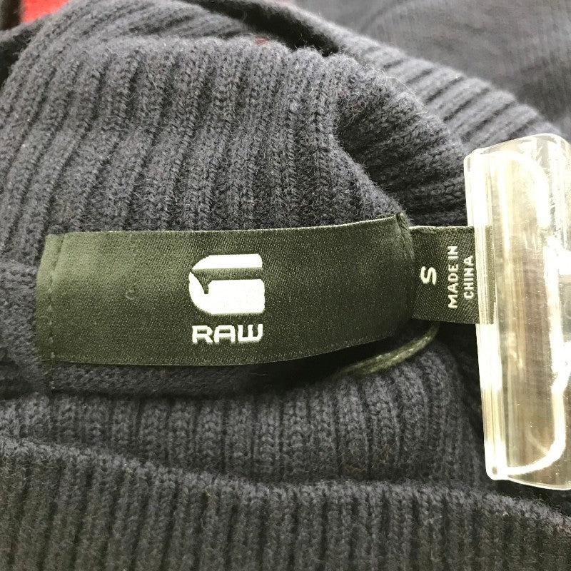 【15261】 新古品 G-STAR RAW ジースターロウ セーター サイズS ネイビー タートルネック チェック柄 可愛い ロゴ 暖かい レディース