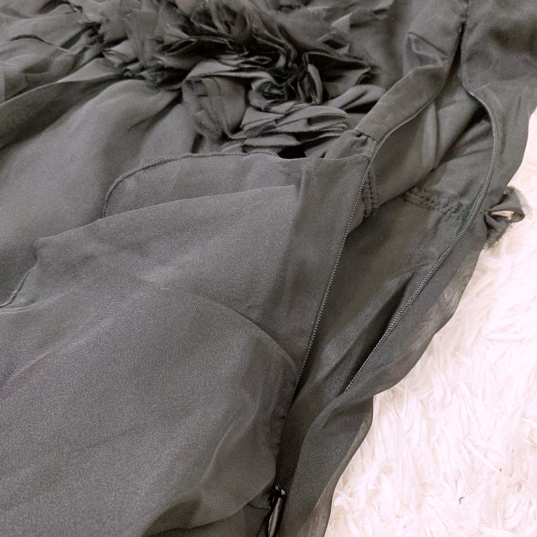 【15416】 新古品 PourVous プールヴー ワンピース フリルワンピース ドレス フリルフラワードレスワンピ ブラック 黒 3Lサイズ パーティ