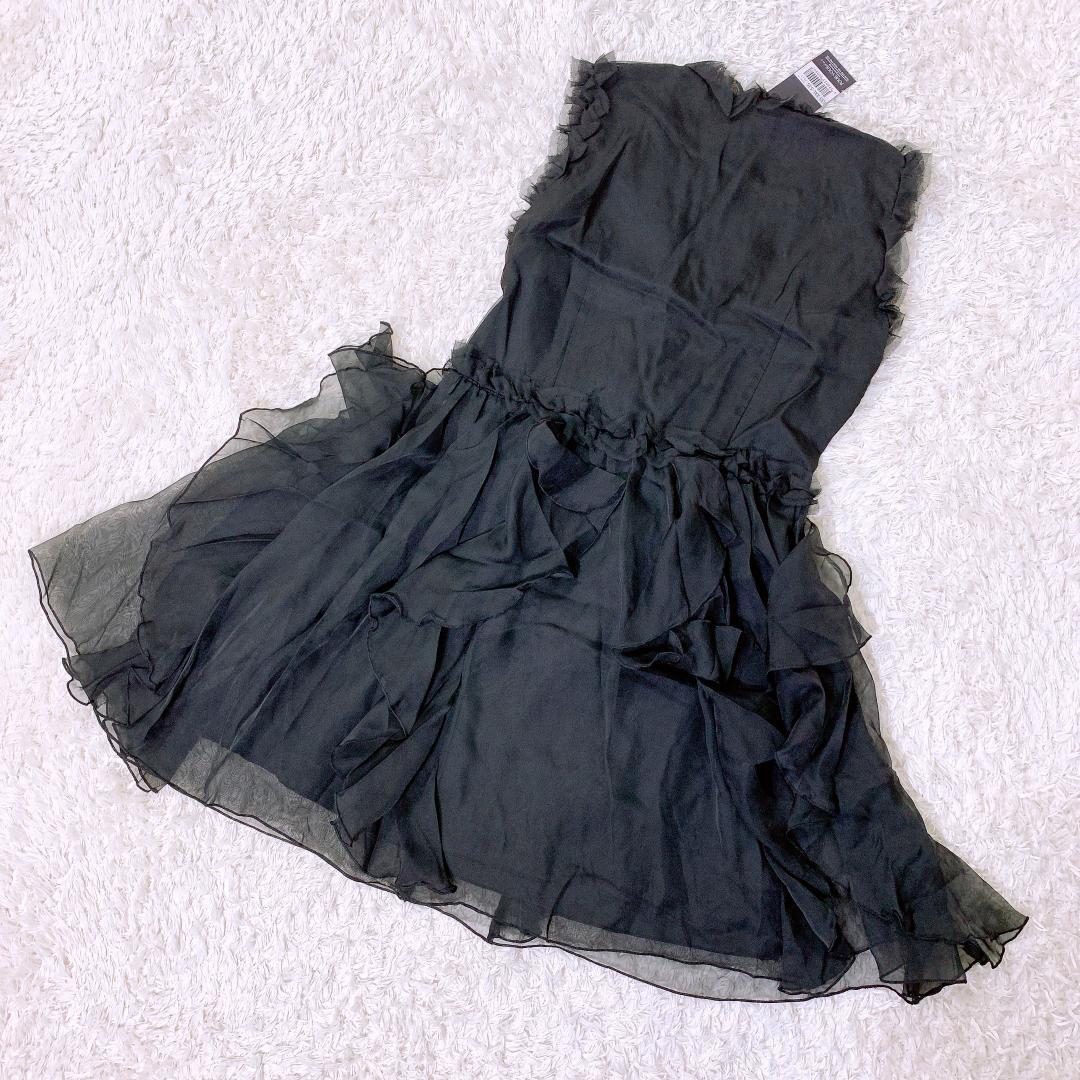 【15416】 新古品 PourVous プールヴー ワンピース フリルワンピース ドレス フリルフラワードレスワンピ ブラック 黒 3Lサイズ パーティ