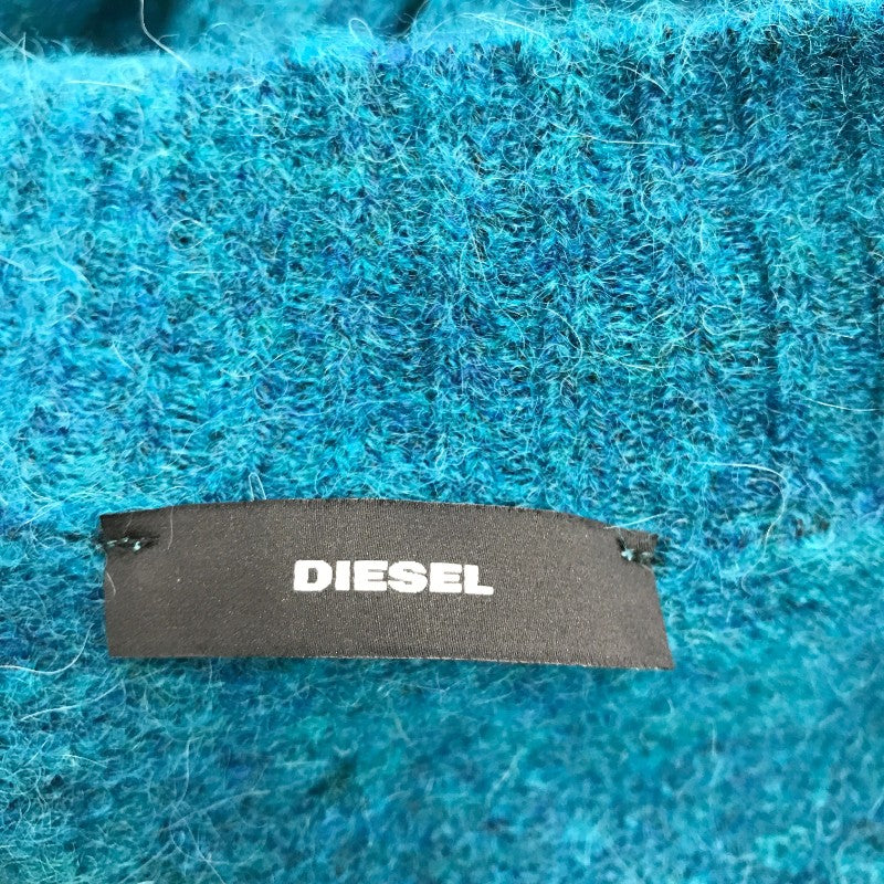 【16718】 新古品 DIESEL ディーゼル セーター サイズXXS ターコイズブルー 無地 ベルト 切りっぱなし ドルマンスリーブ レディース