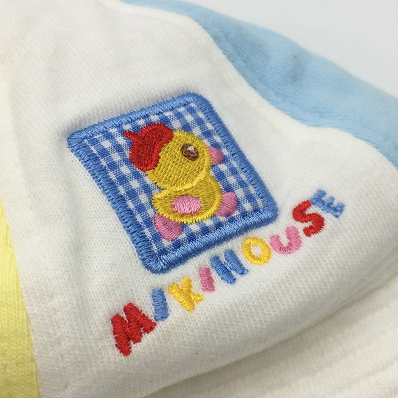 【17012】 MIKI HOUSE ミキハウス 帽子 サイズ46 ホワイト ヒヨコ 刺繍 可愛い ゴム付き ブランドロゴ カラフル オシャレ 日よけ ベビー