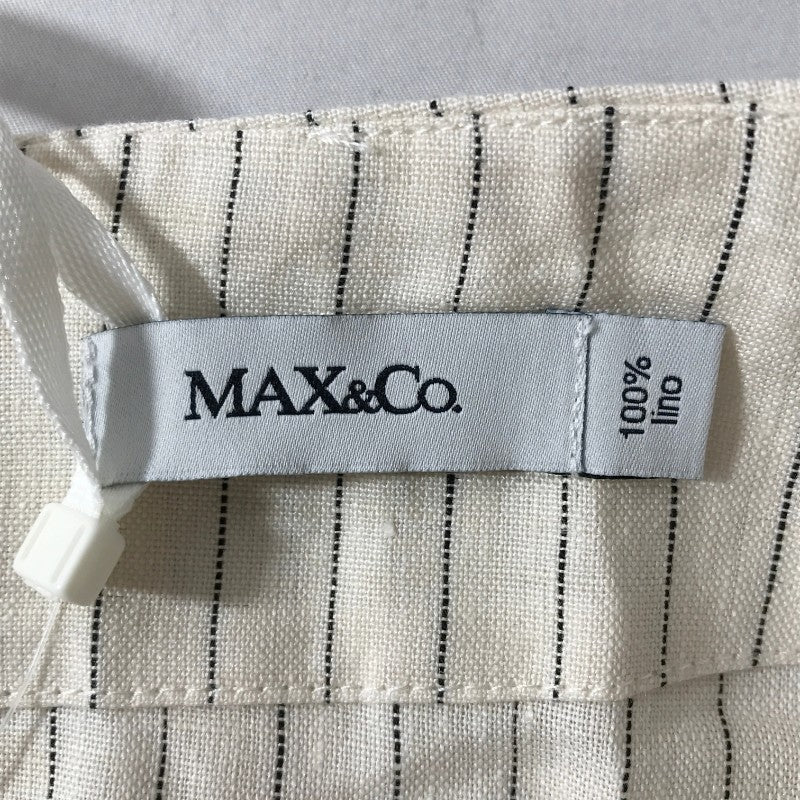 【17243】 新古品 MAX&Co. マックスアンドコー ひざ丈スカート サイズ40 / 約L ホワイト ひざ下 スリット ミモレ丈 ストライプ レディース