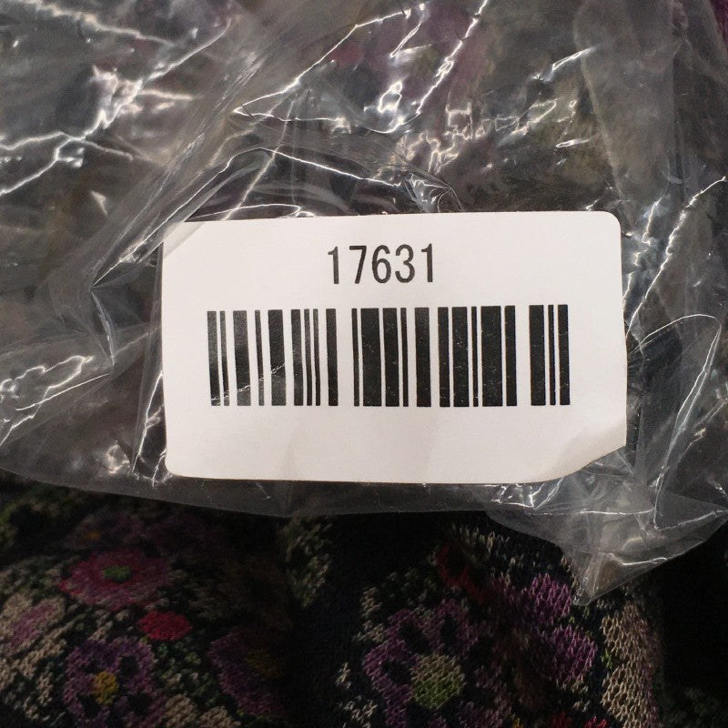 【17631】 新古品 マルフク アウター サイズF ブラック 日本製 花柄 ウール混 プリント柄 オシャレ 裏地ボア あったか レディース