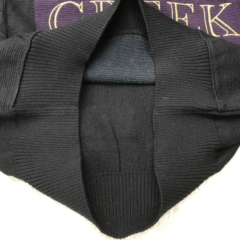 【17653】 新古品 Chancellor チャンセラ セーター サイズM ブラック クルーネック ニット 刺繍 ヴィンテージ感 リブ編み 伝統 メンズ