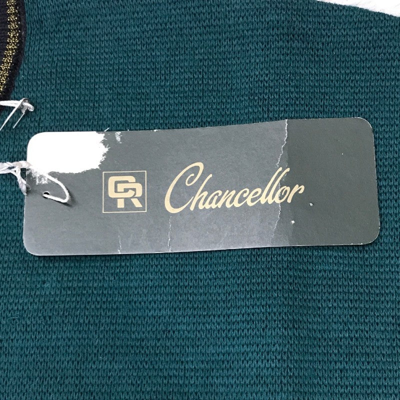 【17653】 新古品 Chancellor チャンセラ セーター サイズM ブラック クルーネック ニット 刺繍 ヴィンテージ感 リブ編み 伝統 メンズ