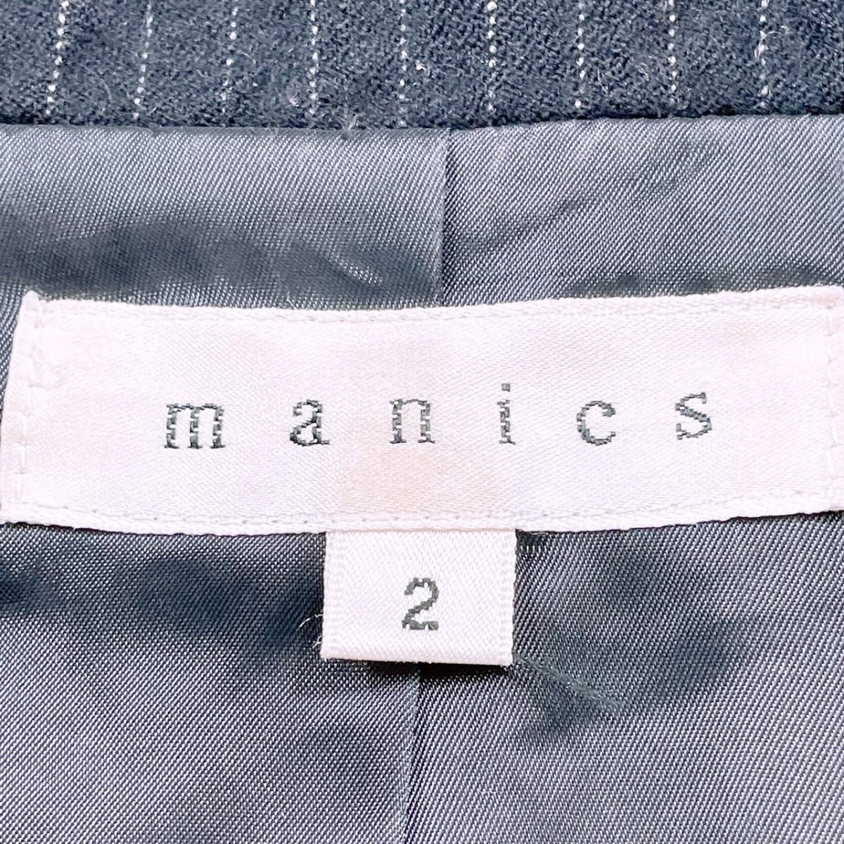 【20198】 manics マニックス レディース アウター ジャケット テーラードジャケット シングルボタン ポケット 裏地 ブラック 黒 2 M相当