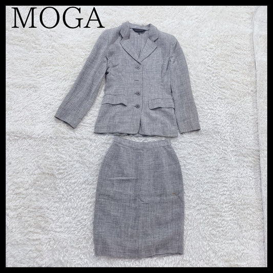 【22849】 MOGA ジャケット スカート 上下セット モガ グレー 灰色 通勤 オフィス 仕事着 シンプル