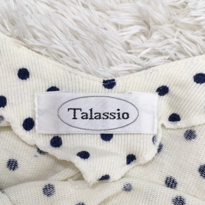 【26193】 Talassio タラッシオ 半袖Tシャツ カットソー サイズM ホワイト ドット柄 Vネック ショートスリーブ カジュアル レディース