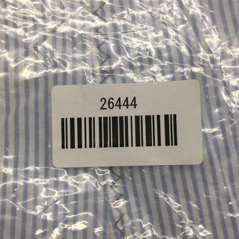 【26444】 Madame fit マダムフィット 長袖シャツ サイズL ブルー ストライプ 刺繍 つる草 襟あり 個性的 アクセント レディース