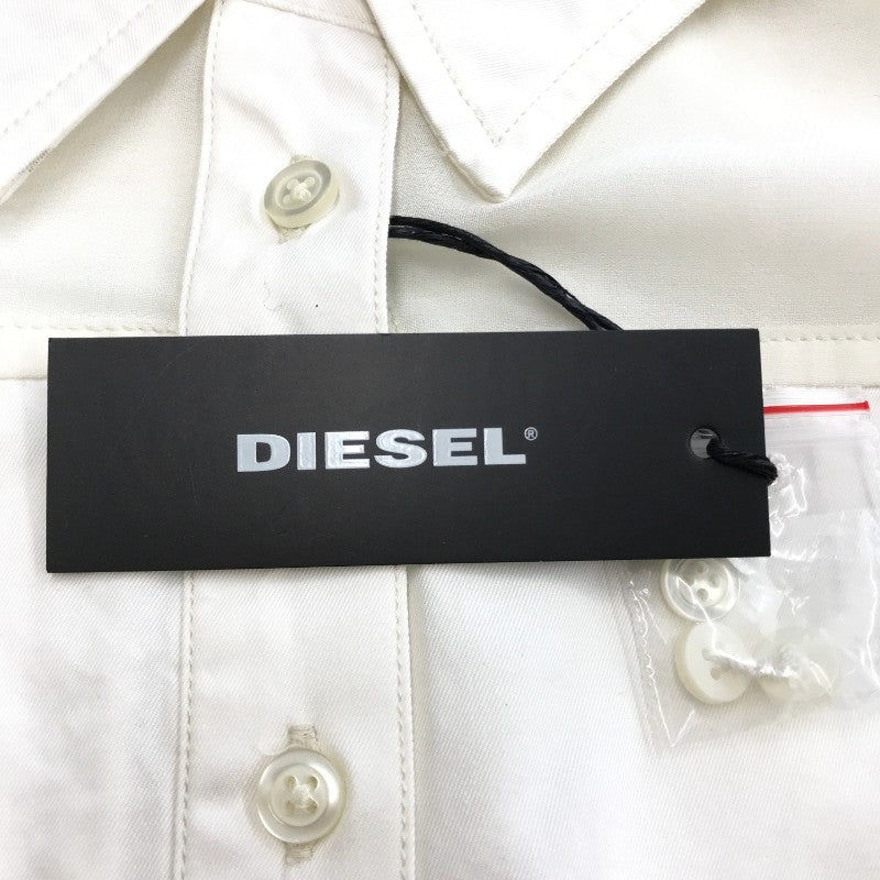 【27165】 新古品 DIESEL ディーゼル 長袖シャツ サイズXS(SS) クリーム ツートンカラー 可愛い 飾り付き オシャレ 前ボタン レディース