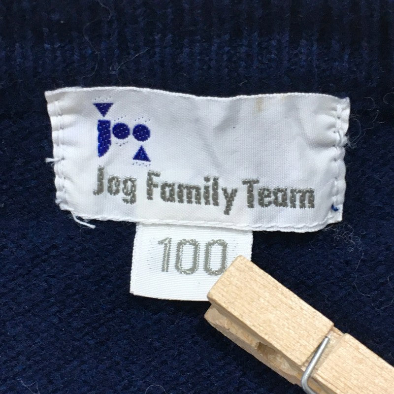 【28047】 Jog Family Team ニット サイズ100cm ネイビー シンプル 丸首 ベーシック 無地 重ね着 かわいい 防寒 暖かい キッズ
