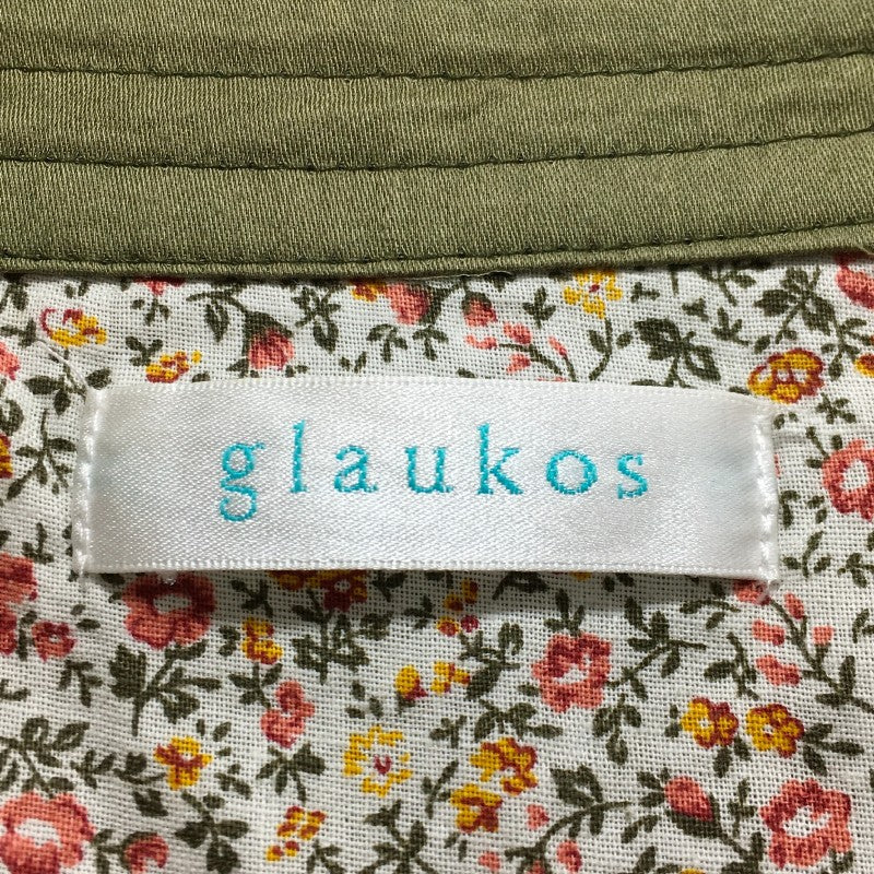 【28120】 glaukos ジャンパー ブルゾン サイズL モスグリーン 丸首 ファスナー ミリタリー 花柄 かっこいい かわいい キッズ