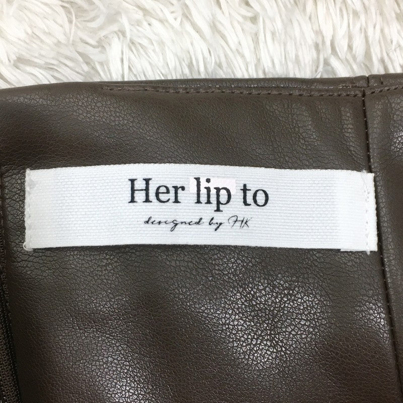 【28443】 Her lip to ハーリップトゥ ロングスカート サイズS ブラウン スタイリッシュ エレガント 光沢感 イベントシーン レディース