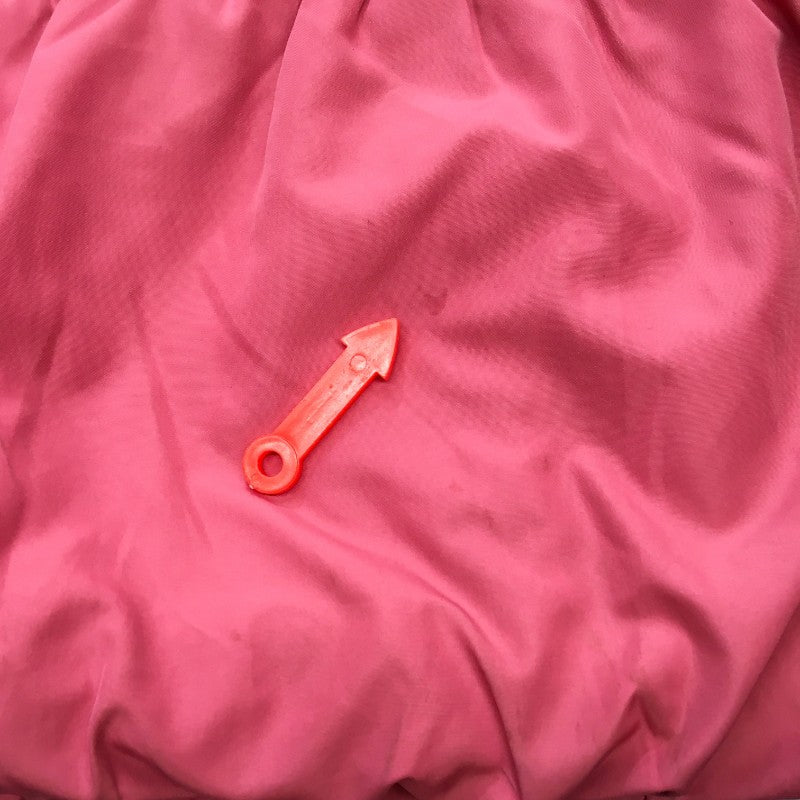 【28659】 ダウンジャケット サイズ140 ピンク 前チャック 袖ゴム入り 暖かい 防寒着 可愛い ポケット リボン 女の子 キッズ