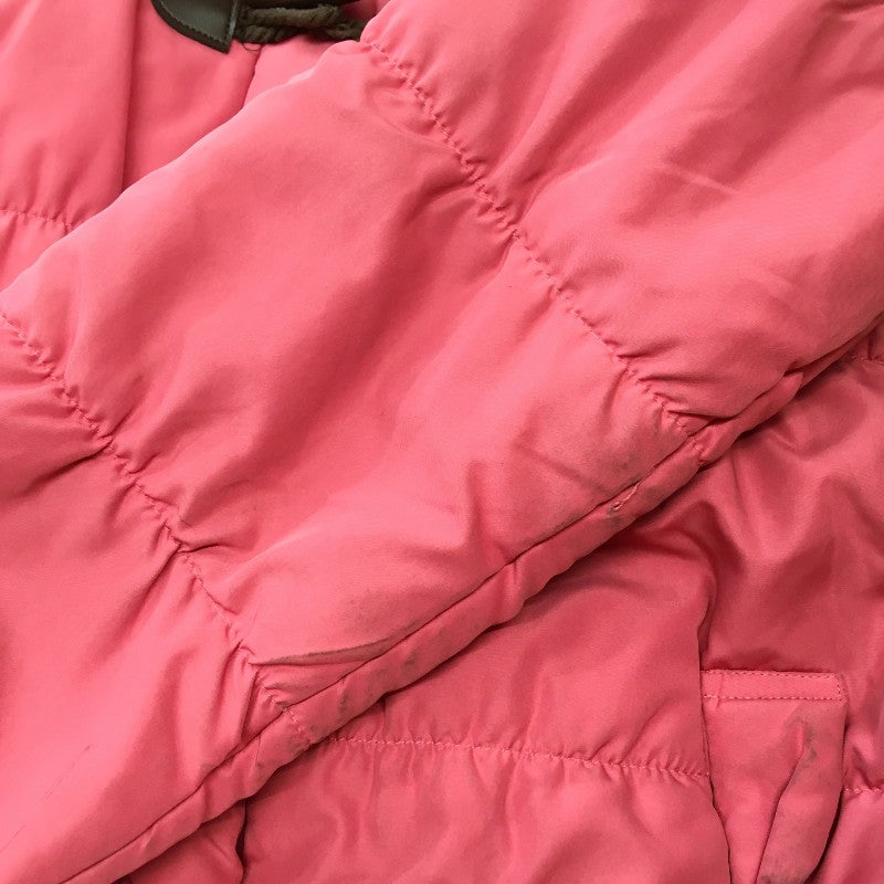 【28659】 ダウンジャケット サイズ140 ピンク 前チャック 袖ゴム入り 暖かい 防寒着 可愛い ポケット リボン 女の子 キッズ