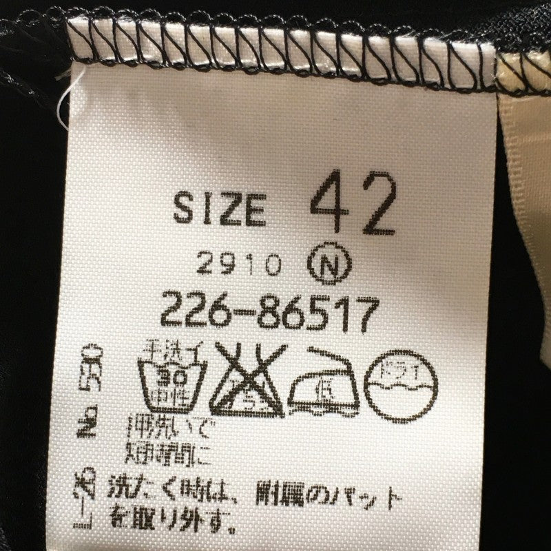 【28809】 新古品 GERVE 七分袖シャツ サイズ42 / 約XL(LL) ブラック 無地 背面ファスナー シンプル カッコいい 大人 レディース