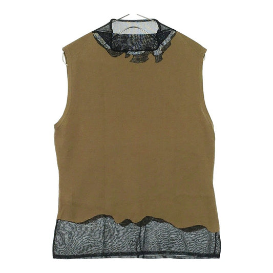 【28974】 Tre Pini oggi トレピニオッジ ノースリーブシャツ サイズ42 / 約XL(LL) ブラウン 異素材ミックス レディース 定価11550円