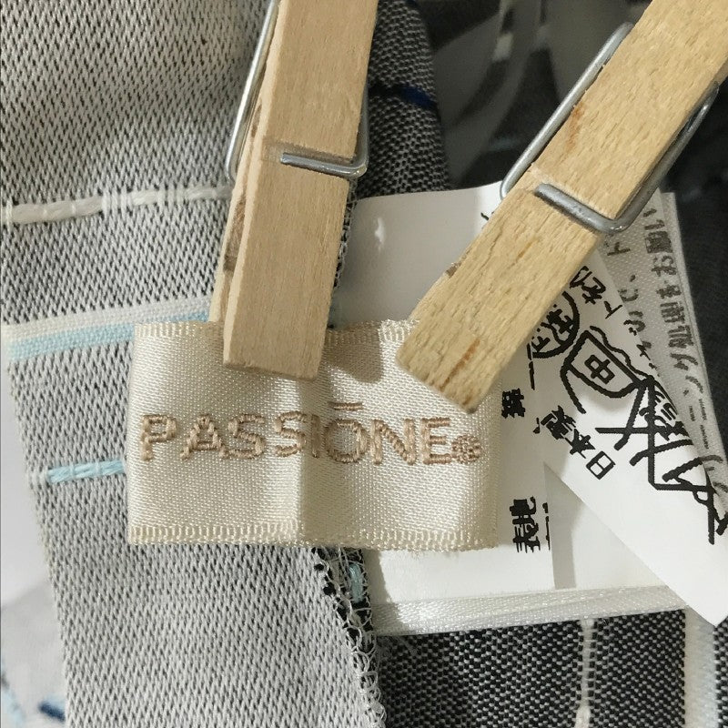 【28995】 PASSIONE パシオーネ ロングスカート サイズ42 / 約XL(LL) グレー アシンメトリー シンプル チェック柄 個性的 レディース
