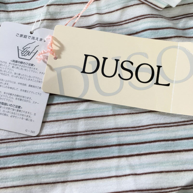 【29070】 DUSOL デュソール 七分袖Tシャツ カットソー サイズ11+ / 約XL(LL) マルチカラー ボーダー オシャレ レディース 定価9900円