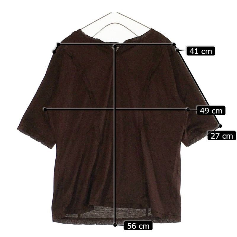 【29079】 新古品 Cross Point クロスポイント 半袖シャツ サイズ1 / 約M ブラウン シンプル 可愛い フリル レディース 定価14000円