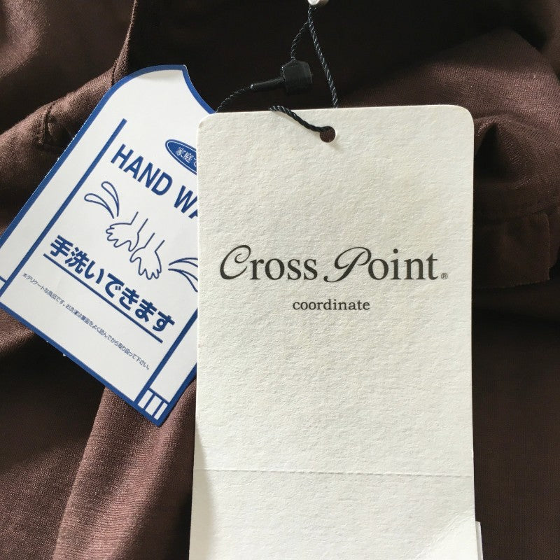 【29079】 新古品 Cross Point クロスポイント 半袖シャツ サイズ1 / 約M ブラウン シンプル 可愛い フリル レディース 定価14000円