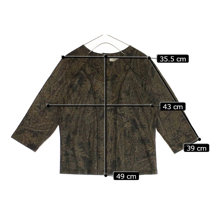 【29093】 新古品 DUSOL デュソール 七分袖シャツ サイズ9 / 約M ブラック 総柄 ゴージャス 上品 かっこいい レディース 定価17000円