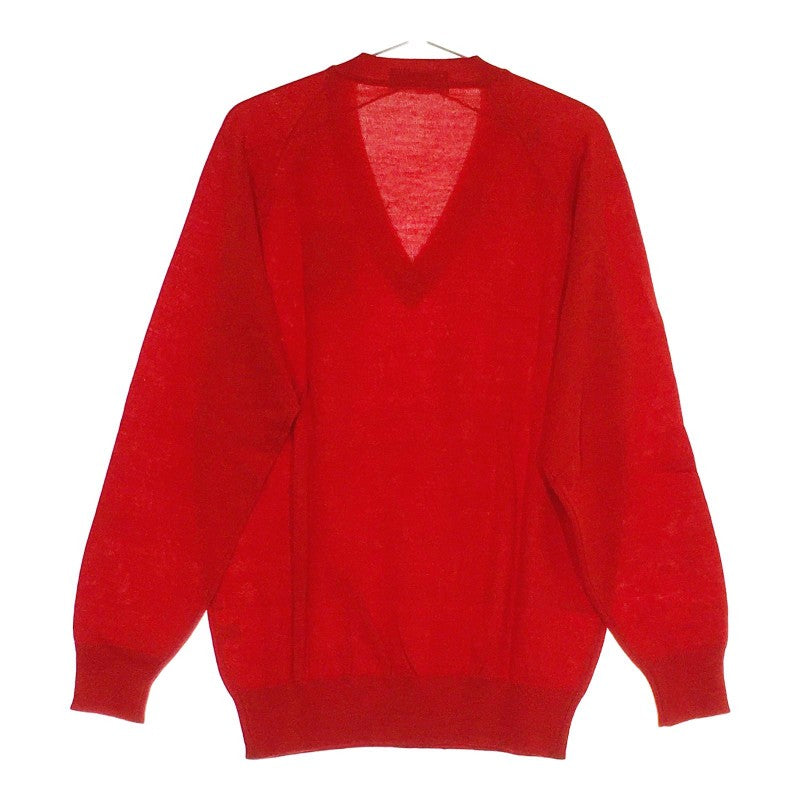 【29220】 新古品 daiyacho セーター サイズL レッド Vネック ビビッドカラー 着やすい シンプル 動きやすい 長袖 裾袖リブ メンズ