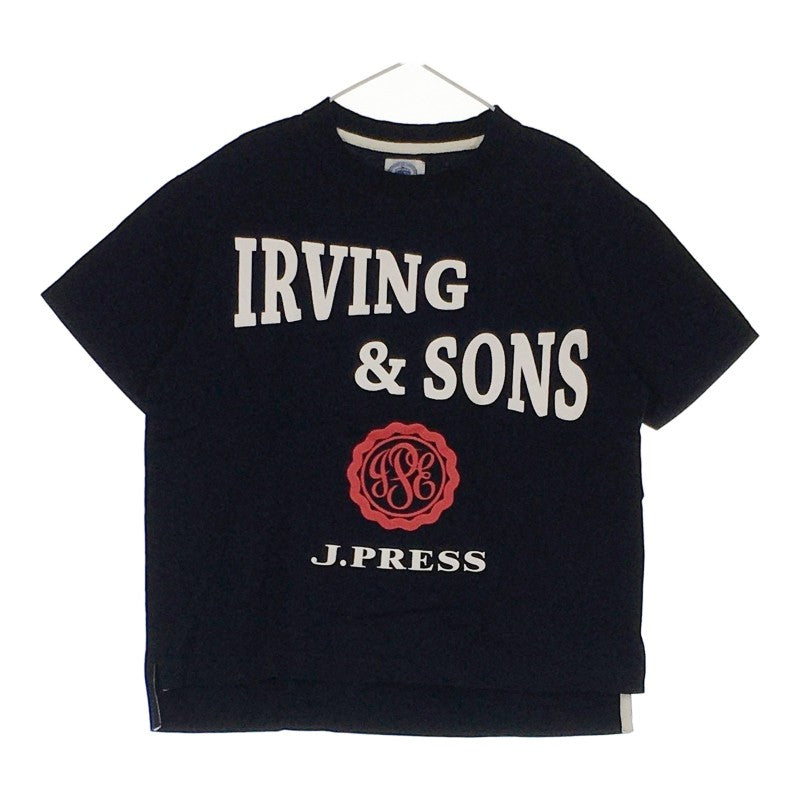 【29354】 J.PRESS ジェイプレス 半袖Tシャツ カットソー サイズ140 ネイビー プリント 子供服 シンプル Uネック スリット キッズ