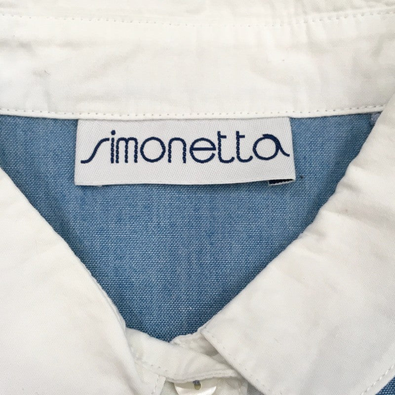 【29506】 Simonetta シモネッタ 半袖シャツ サイズ10/154 ブルー サイズ150相当 パフスリーブ 可愛い 袖にゴム入り 動きやすい キッズ