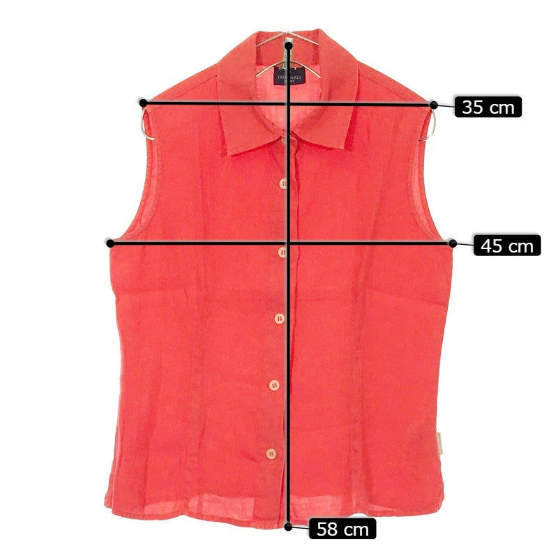 【29510】 TRUSSADI SPORT ノースリーブシャツ サイズS レッド 色鮮やか 襟付き 前ボタン オシャレ 普段着 可愛い レディース