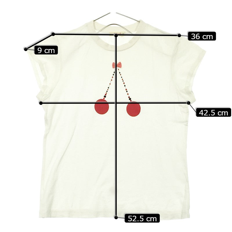 【29529】 f dash エフダッシュ 半袖Tシャツ カットソー サイズ160 ホワイト 柄入り リボン付き 可愛い 着やすい キッズ