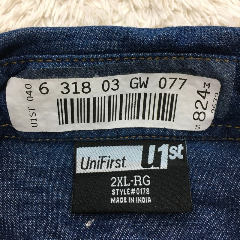 【29895】 UniFirst ユニファースト デニムジャケット Gジャン サイズ2XL-RG / 約XXL ネイビー コットン100% 仕事用 作業服 メンズ