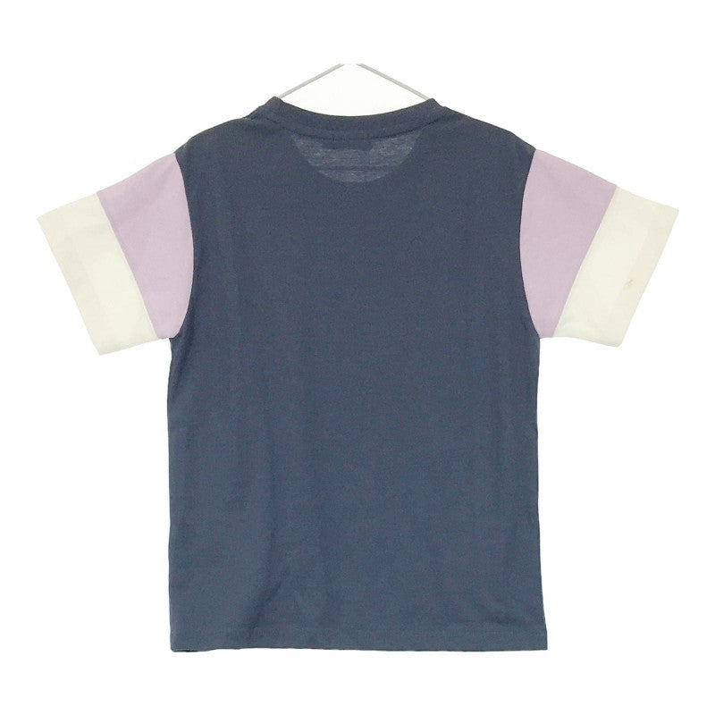【29929】 BEAMS mini ビームスミニ 半袖Tシャツ カットソー サイズ130 ブルー フロントプリント ユニセックス 袖切り替えデザイン キッズ