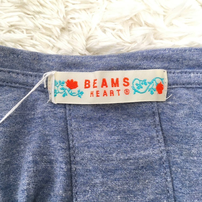 【29940】 BEAMS HEART ビームスハート 半袖Tシャツ カットソー ブルー サイズS相当 花柄 プリント オシャレ 肌触り良い レディース