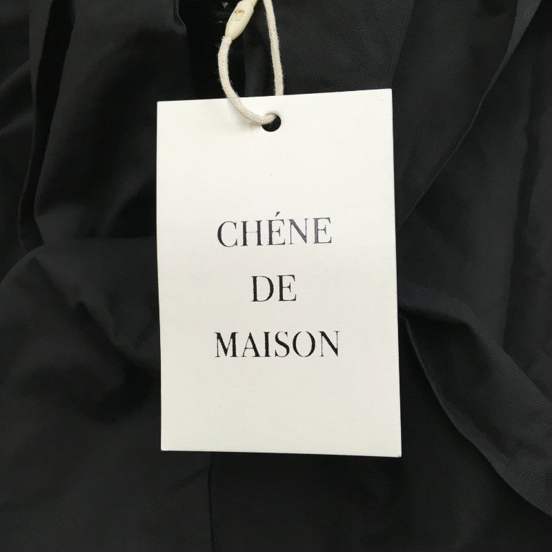 【30130】 新古品 CHENE DE MAISON シェヌデメゾン 長袖ブラウス ブラック サイズM相当 シンプル 無地 リボン付き オシャレ レディース